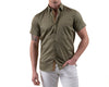 Cotton Linen Khaki Green Short Sleeve SS26