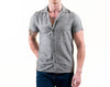 Linen Cotton Short Sleeve Gray Striped Button Up SS21
