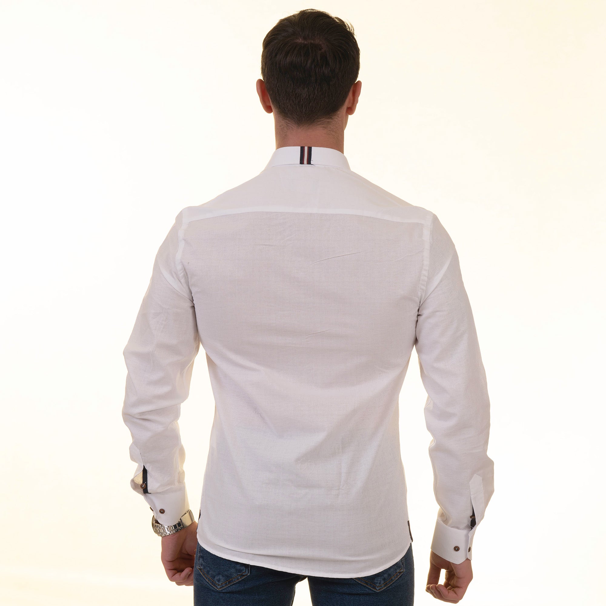 Calvin Klein Long Sleeve Roll Up Sleeve Shirt in White for Men