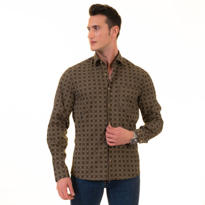 Men's Long Sleeve Button Up / Evergreen R5
